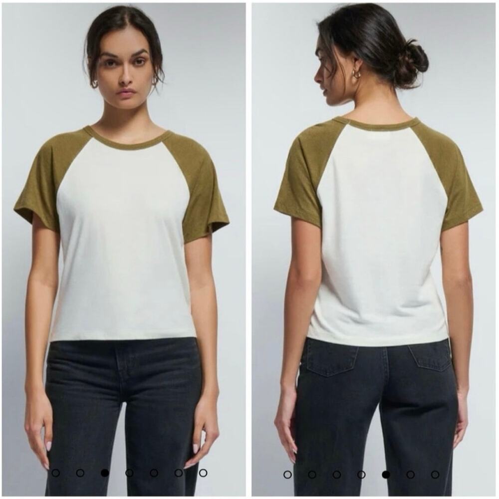 NWT Nation Ltd Bobbie Tee Hemp Raglan Sporty Retro Baseball Boxy Fit Capers XS